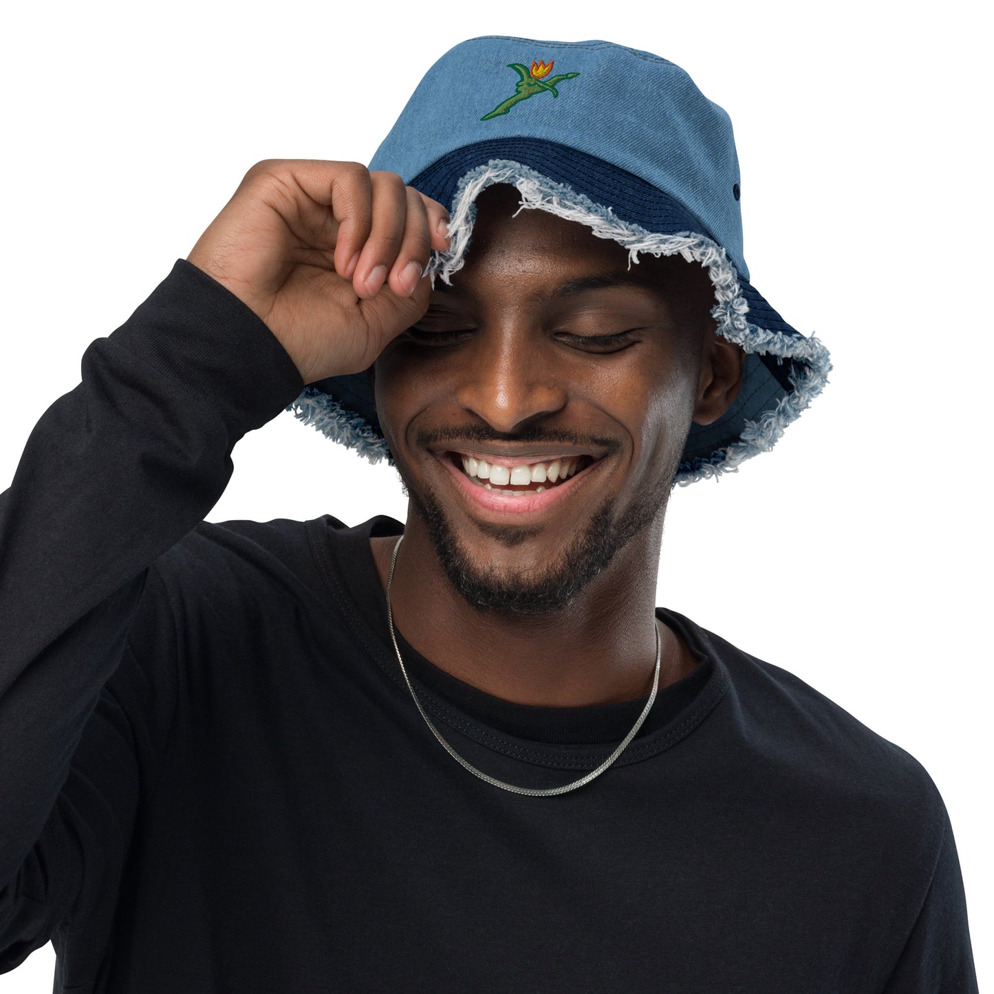 Leap of Faith Distressed Denim Bucket Hat