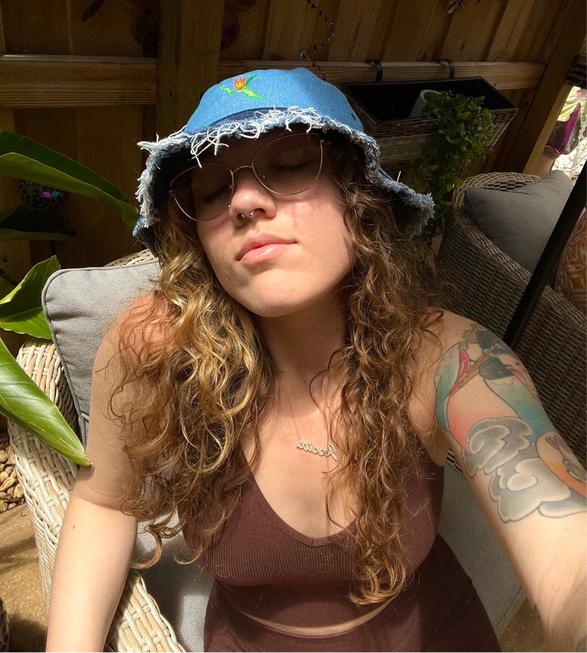 Leap of Faith Distressed Denim Bucket Hat